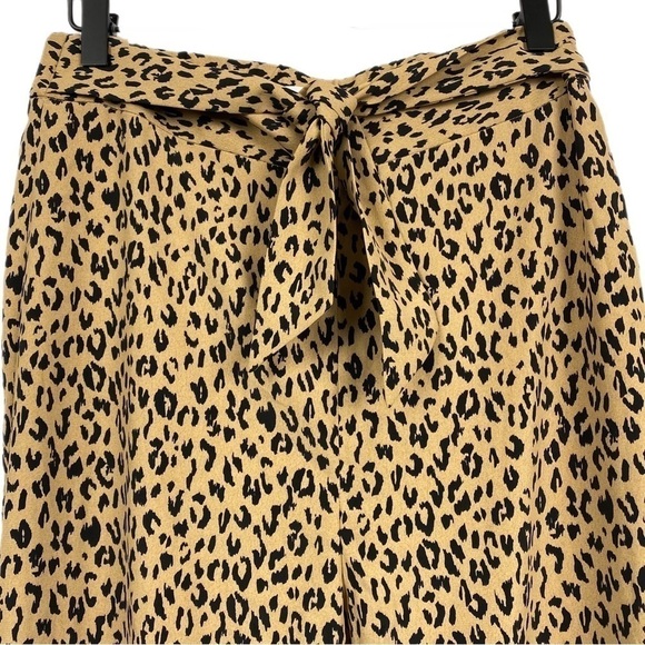Nwt | Leith Leopard Print Tie Front Crop Flare Pants Size Medium - Picture 4 of 8